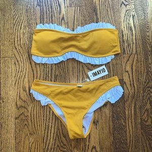 NWT Imayio Swim ribbed ruffle strapless bikini